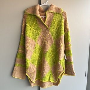 Free People Sunshine to Follow Argyle Cotton Blend Sweater